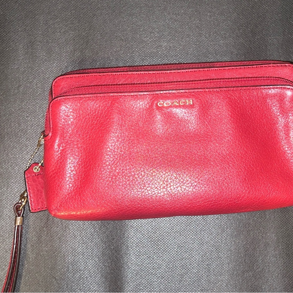 Coach Vibrant Red Leather Wristlet